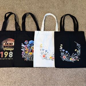 Floral and Graphic Tote Bags